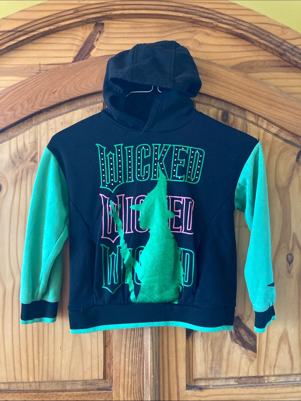 Girls Wicked black green pink hoodie size 8
